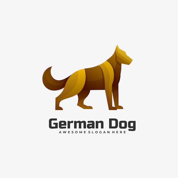 ロゴイラストドイツ犬グラデーションカラフルなスタイル プレミアムベクター