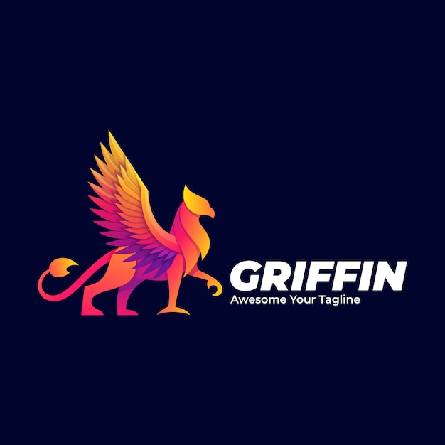  Logo illustration griffin mythology pose gradient colorful