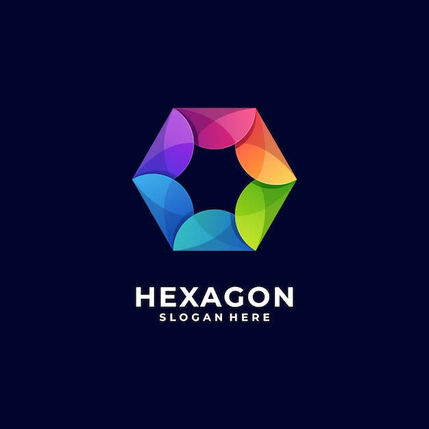 Premium Vector | Logo illustration hexagon gradient colorful style.