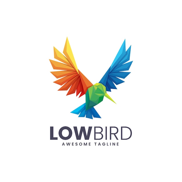 Premium Vector | Logo illustration low bird low polly style.