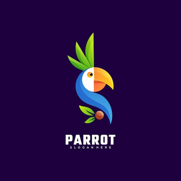 Logo illustration parrot gradient colorful style. Premium Vector