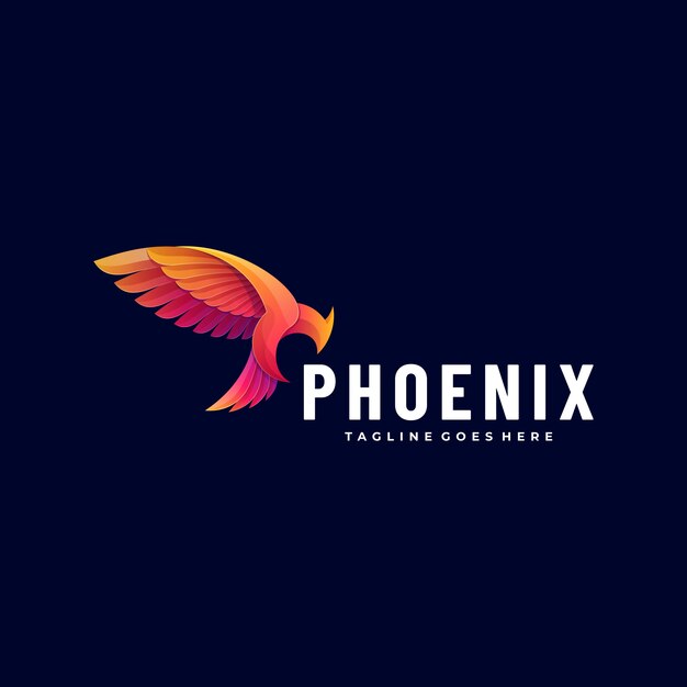 Premium Vector | Logo illustration phoenix gradient colorful style.