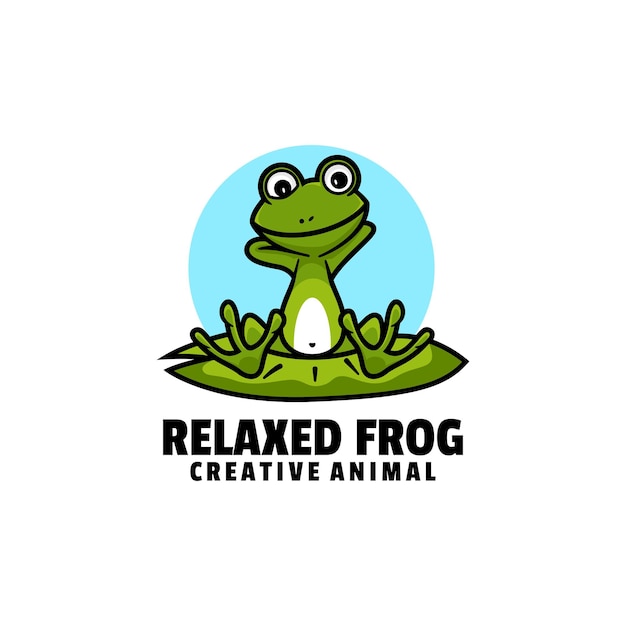 Premium Vector | Logo illustration relaxed frog mascot cartoon style.