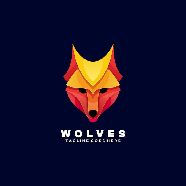 Logo illustration wolves gradient colorful style ...