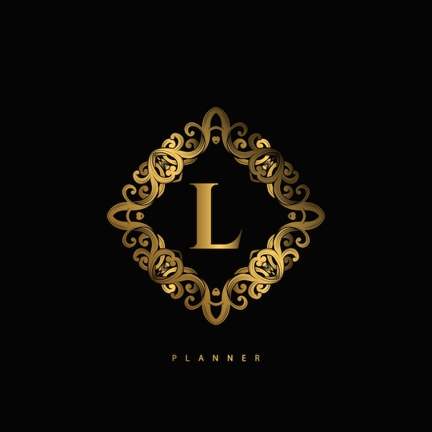 Premium Vector | Logo L Premium Luxury With Ornament