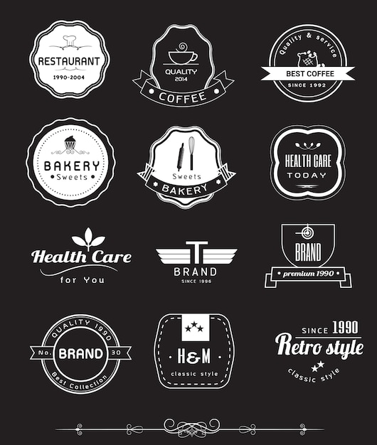Download Free Logo And Labels With Retro Vintage Styled Design Premium Vector Use our free logo maker to create a logo and build your brand. Put your logo on business cards, promotional products, or your website for brand visibility.