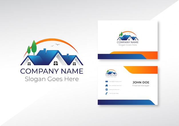 Download Free Logo Real Estate With Business Card Premium Vector Use our free logo maker to create a logo and build your brand. Put your logo on business cards, promotional products, or your website for brand visibility.