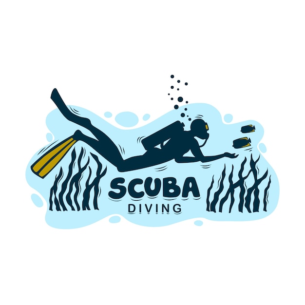  Logo for scuba diving on an isolated background. logo or icon for a diving center. Premium Vector