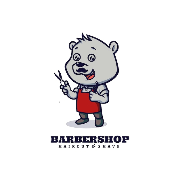 Premium Vector | Logo template of barbershop bear mascot cartoon style