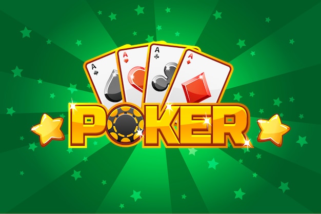 Logo text poker and playing cards Premium Vector