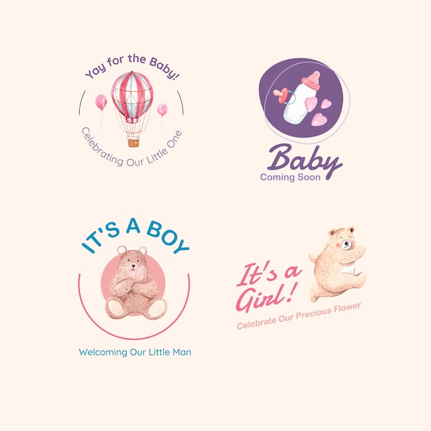 Free Vector | Logo with baby shower design concept for brand and ...