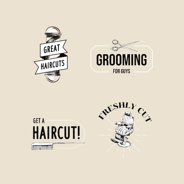 Free Vector | Logo with barber concept design for branding.