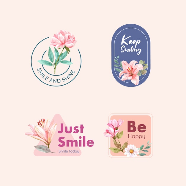 ブランディングとマーケティングの水彩ベクトルイラストを描く世界の笑顔の日の概念のための花の花束のデザインのロゴ 無料のベクター ブランディングとマーケティングの水彩ベクトルイラストを描く世界の笑顔の日の概念のための花の花束のデザインのロゴ 無料のベクター