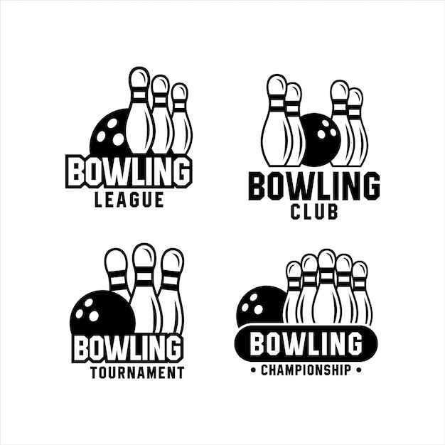Premium Vector | Logos championship tournament bowling set