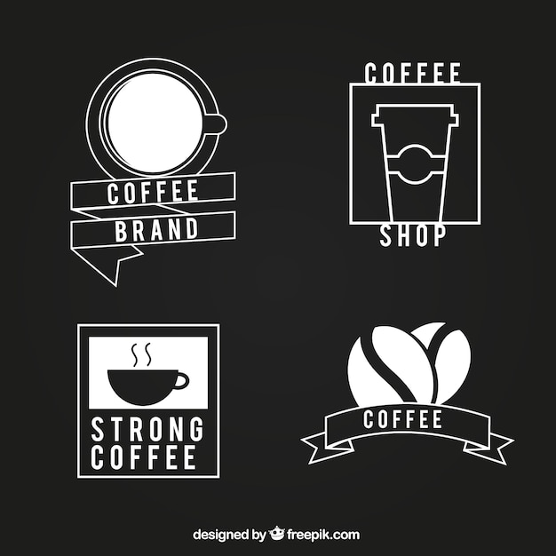 Download Free Download This Free Vector Logos For Coffee On A Black Background Use our free logo maker to create a logo and build your brand. Put your logo on business cards, promotional products, or your website for brand visibility.
