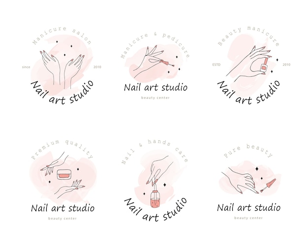 Logotype  for nail art studio. Premium Vector