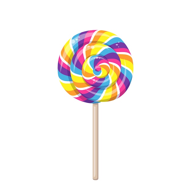 Download Premium Vector Lollipop With Spiral Rainbow Colors Twisted Sucker Candy On Stick