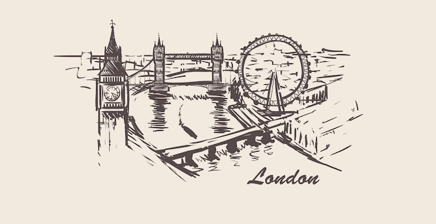 Premium Vector | London cityscape skyline sketch