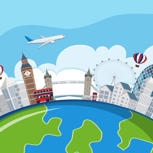 London landmarks planet concept Premium Vector