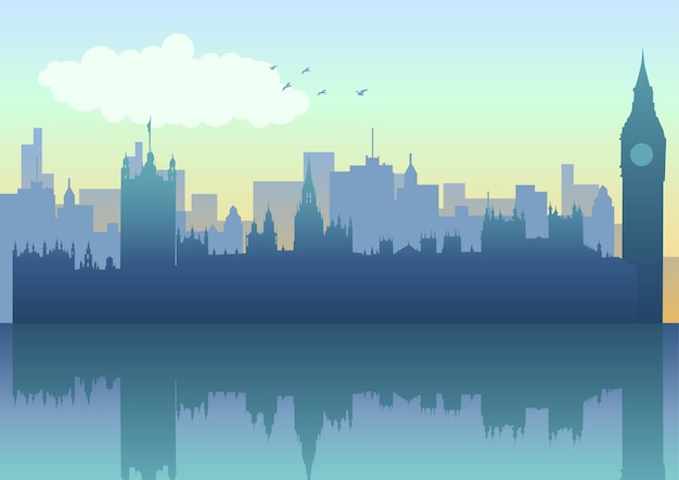 Download London skyline in silhouette | Premium Vector