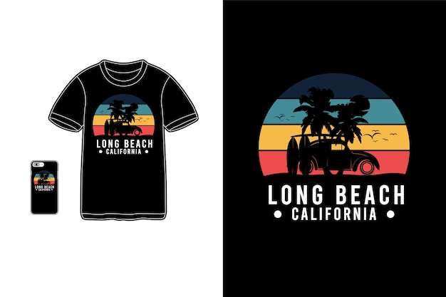 Download Premium Vector Long Beach California T Shirt Merchandise Silhouette Mockup