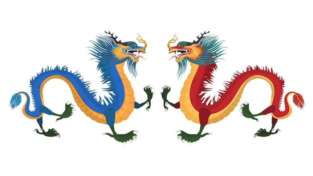 Premium Vector Long Dragons On A White Background East Asian Dragons Stock Illustration Symbol Of China High Detail Good For Designing Chinese Themed Banners Cards And T Shirts