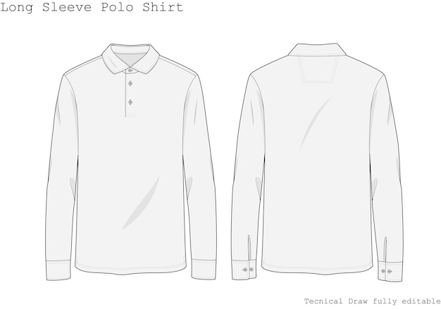 Premium Vector | Long sleeve polo shirt hand draw