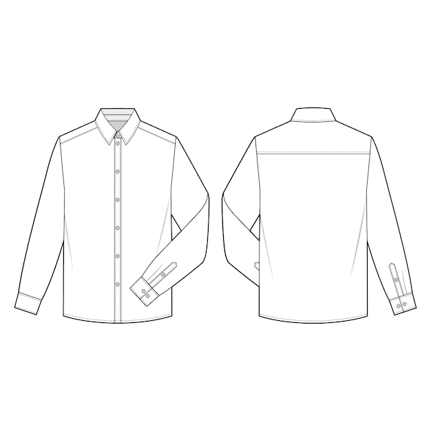 Download Long sleeve shirts fashion flat sketch template | Premium ...