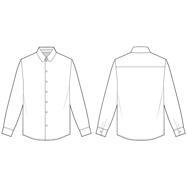 Download Long sleeve shirts fashion flat sketch template | Premium ...