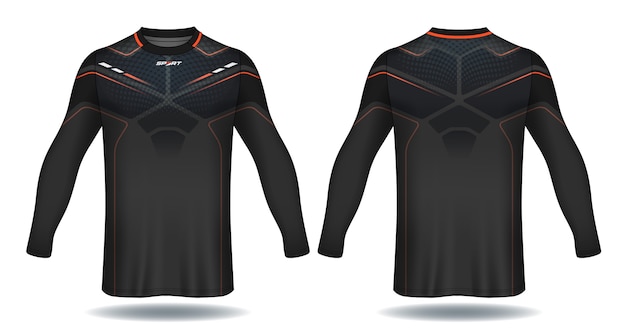 Long sleeve soccer jersey template.sport t-shirt design. Premium Vector