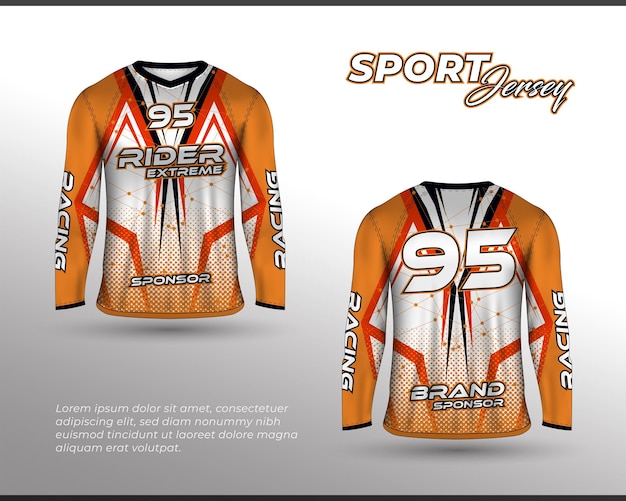 Premium Vector | Long sleeve sports racing suit front back tshirt design