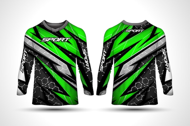  Long sleeve t-shirt design template, racing sport motorcycle jersey
