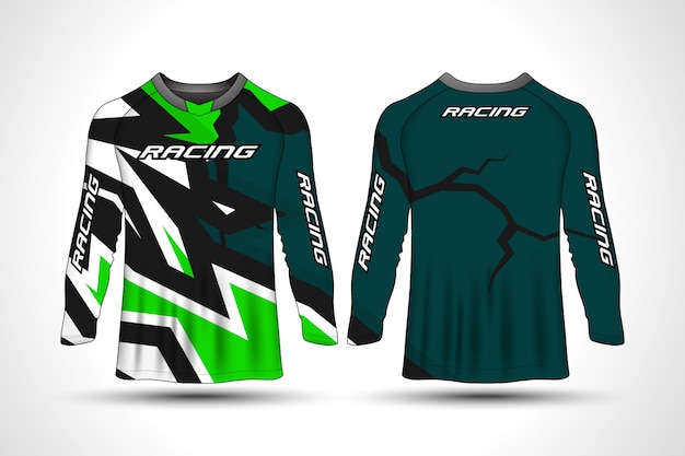 Download Long sleeve t-shirt sport motorcycle jersey | Premium Vector