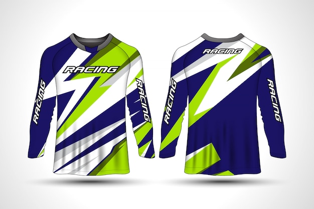 Download Long sleeve t-shirt sport motorcycle jersey | Premium Vector