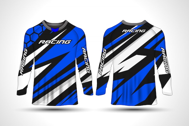 Download Long sleeve t-shirt sport motorcycle jersey | Premium Vector