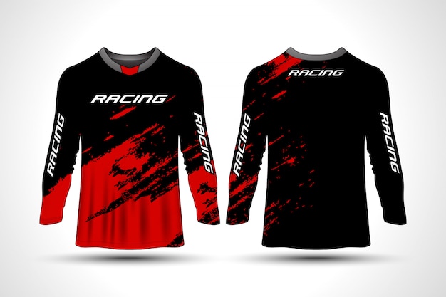 Long sleeve t-shirt sport motorcycle jersey | Premium Vector