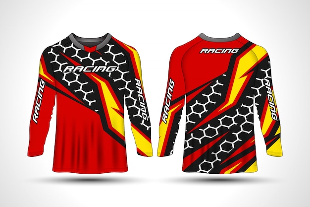 Download Long sleeve t-shirt sport motorcycle jersey | Premium Vector