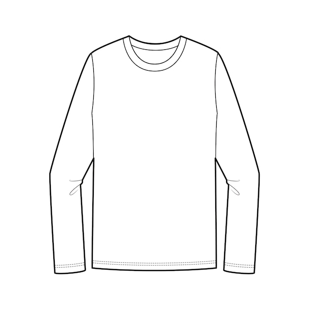 Premium Vector | Long sleeve tee fashion flat technical drawing template