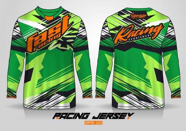 Long sleeve tshirt template, uniform front and back view Premium Vector