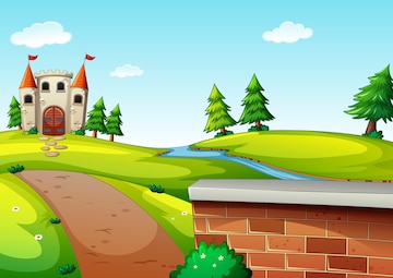 Free Vector | Long way to castle scene cartoon style