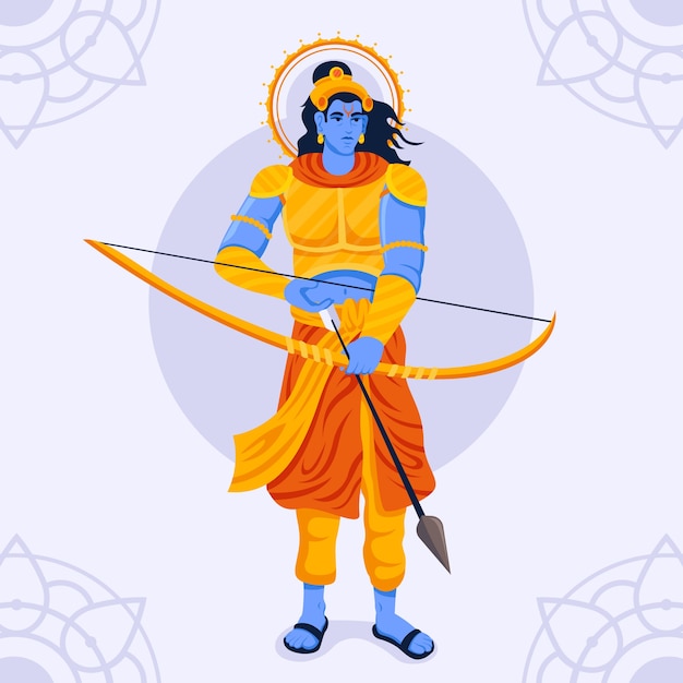 Lord rama preparing his arrow and bow | Free Vector