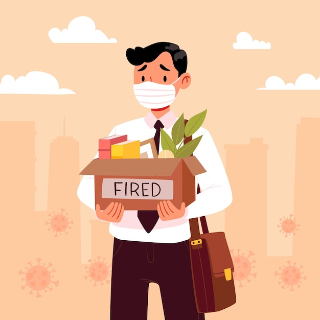 Loss job due to coronavirus crisis with fired man Free Vector People vector created by freepik
