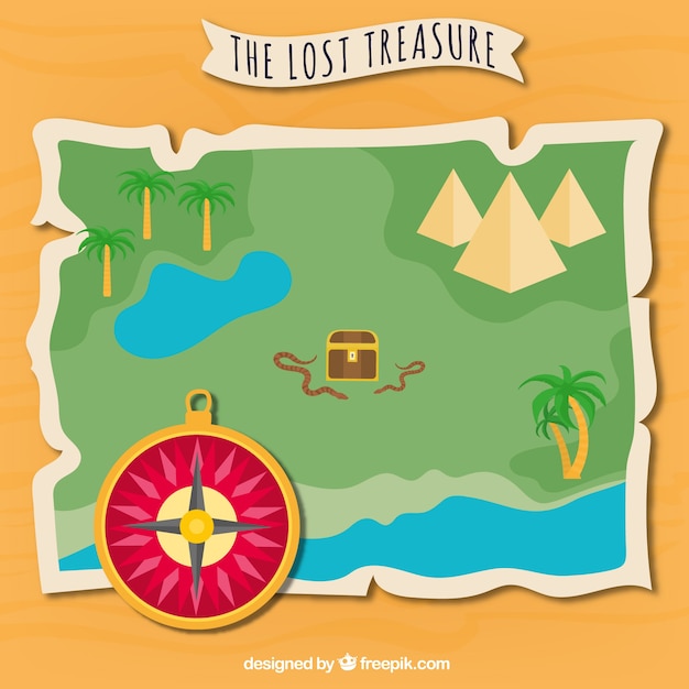 失われた宝の地図のイラスト 無料のベクター