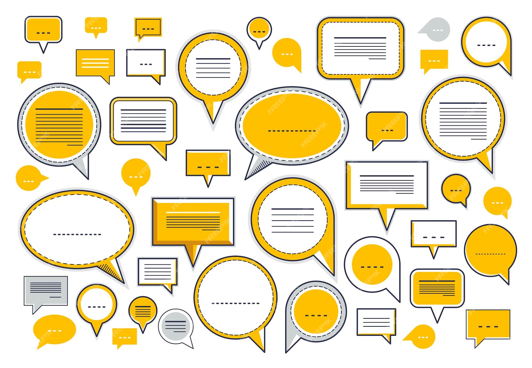 Premium Vector A Lot Of Diversity Speech Bubbles Vector Set Different Dialog Signs Geometric 8634