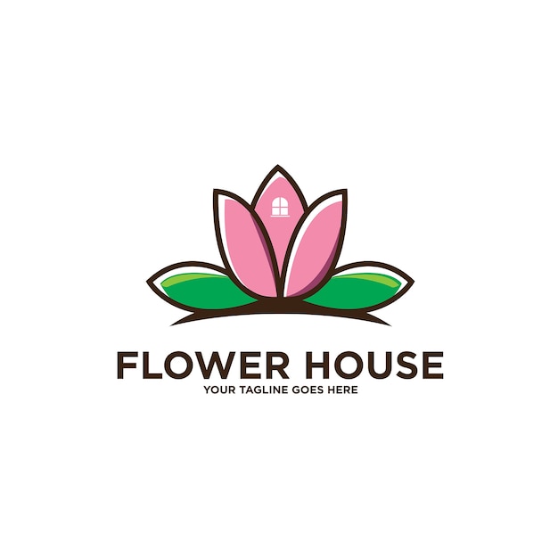 Premium Vector Lotus Flower House Logo Isolated On White