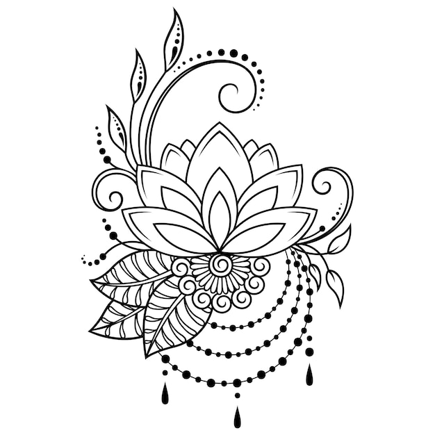 Premium Vector Lotus Mehndi Flower Decoration In Oriental Indian.