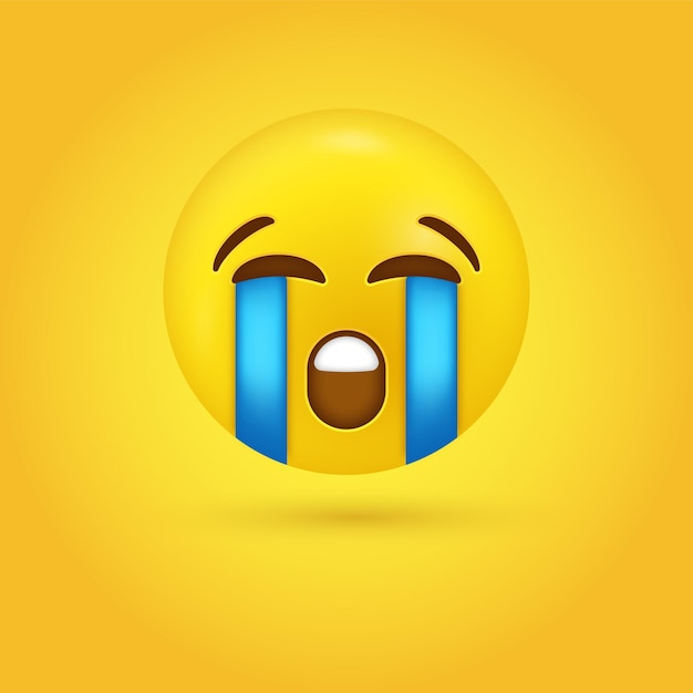 Premium Vector | Loudly crying emoji face in modern - sobbing sad tears