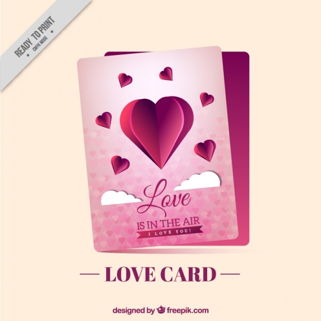 Love card with a paper heart