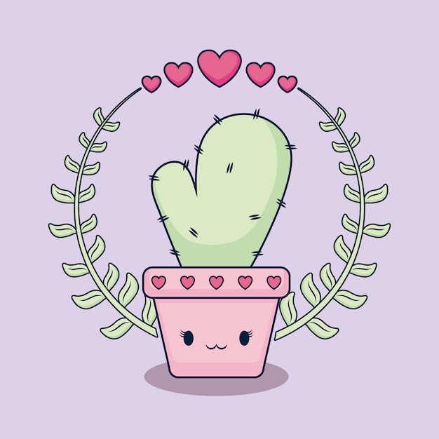 Premium Vector Love Card With Cactus Kawaii