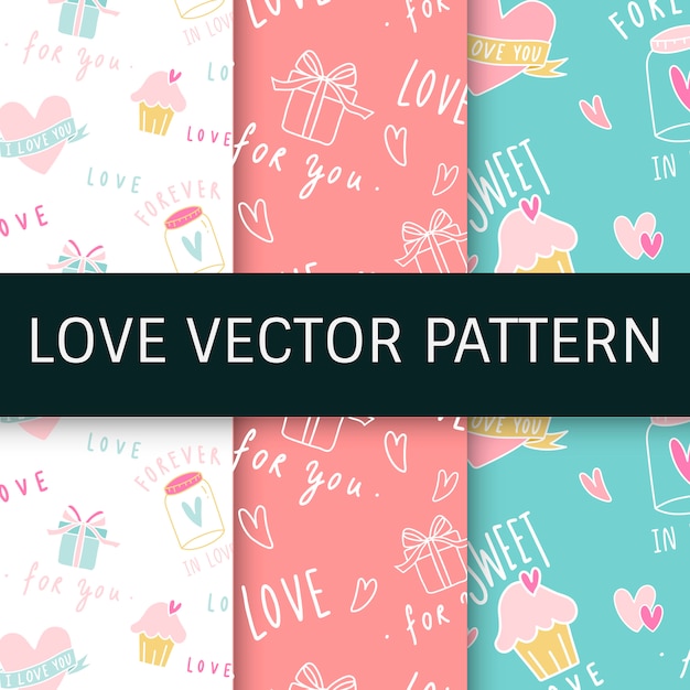 Love expressions seamless background vector set Free Vector